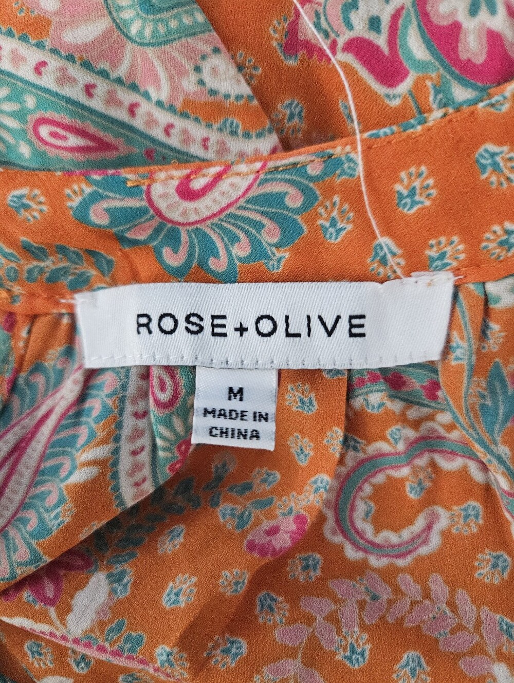 Rose And Olive Boho Orange Top Medium - Picture 4 of 4